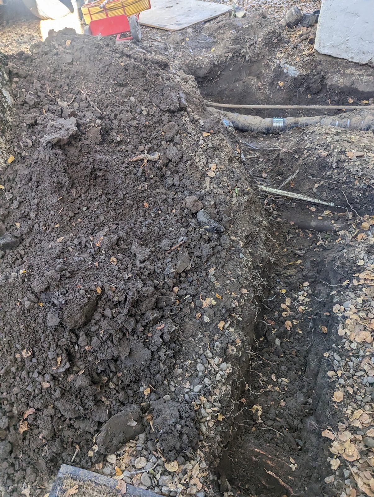 Sewer trench with new pipe installed